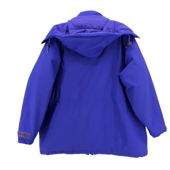 CABELAS Goretex Goose Down Hooded Jacket Purple Green Trim Women's XL - Picture 3 of 11